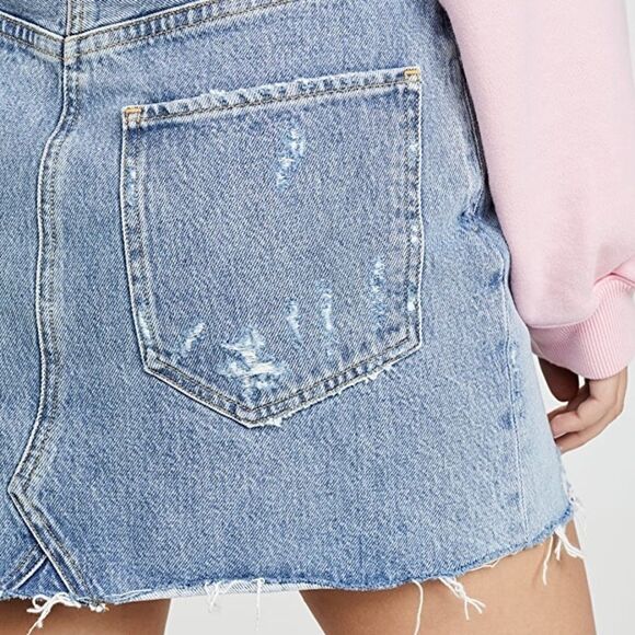Agolde Quinn High Rise Cut Off Denim Mini Skirt Blue 25 - Picture 4 of 9